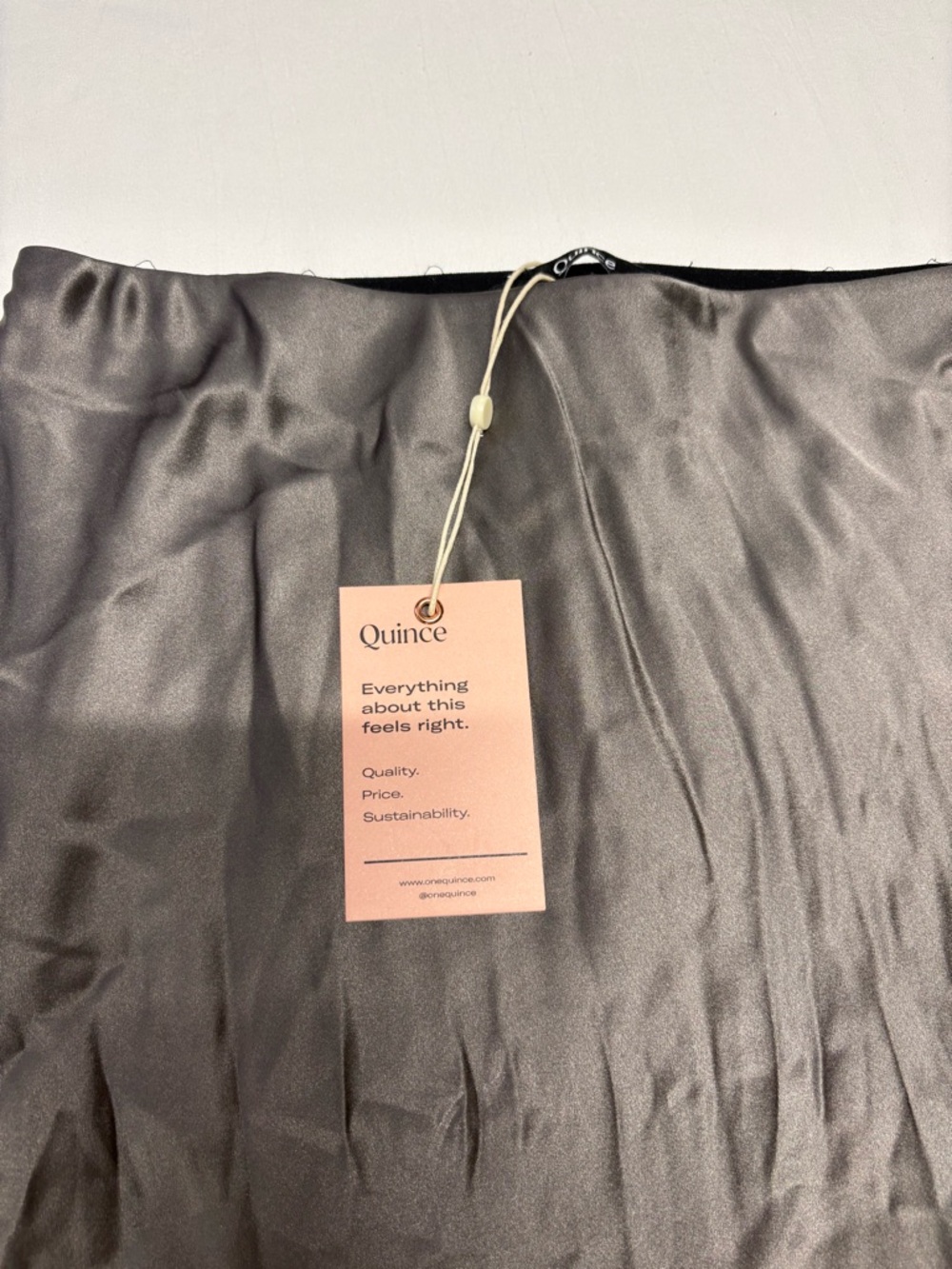 Quince Charcoal Gray Midi Silk Skirt - Picture 2 of 6